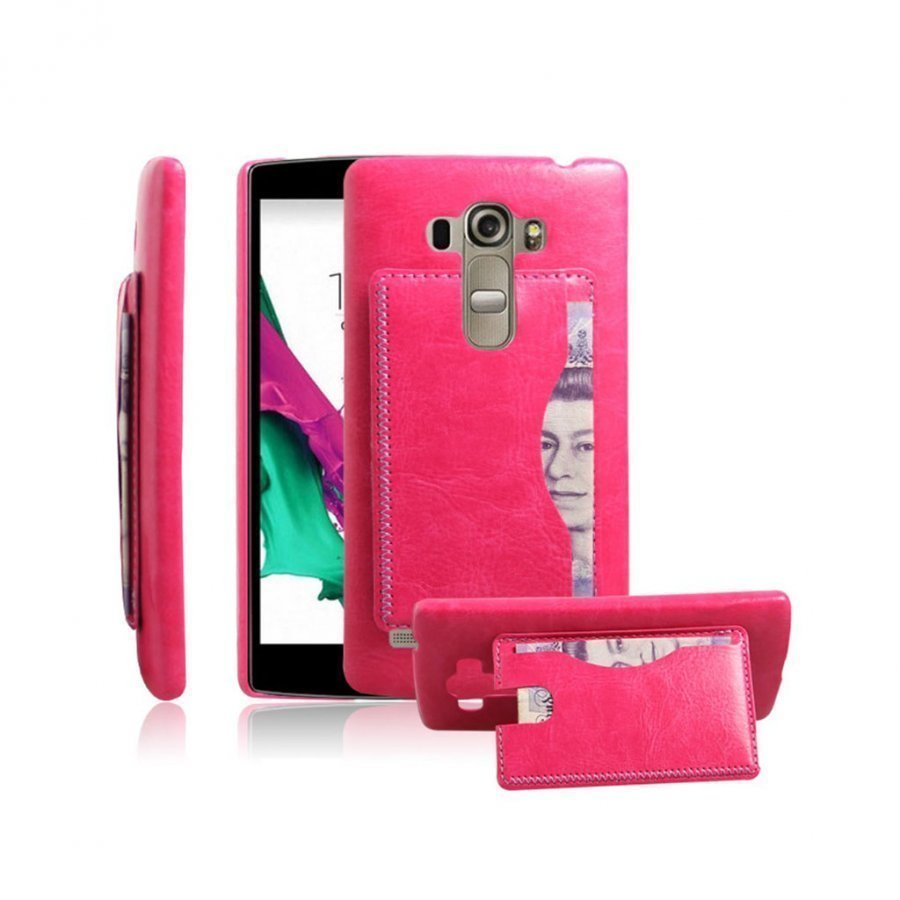 Ancher Reto Nahka Päällystetty Kotelo Lg G4 Beat / G4s H735 Puhelimille Kuuma Pinkki