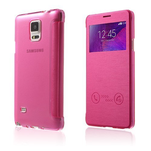 Answer Kuuma Pinkki Samsung Galaxy Note 4 Nahkakotelo