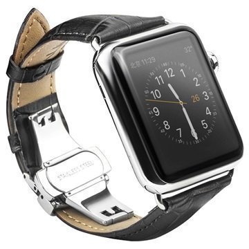 Apple Watch Qialino Nahkaranneke 38 mm Musta