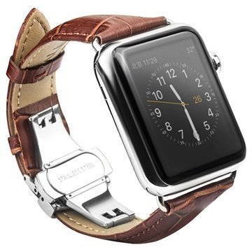 Apple Watch Qialino Nahkaranneke 42mm Ruskea