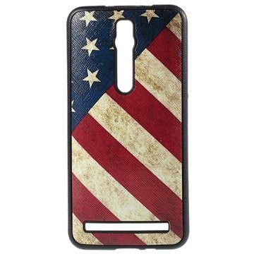 Asus Zenfone 2 ZE551ML Zenfone 2 ZE550ML Pinnoitettu TPU Kotelo Vintage American Flag