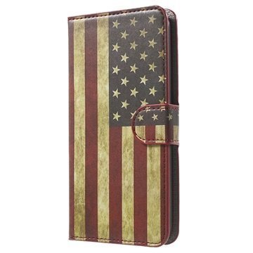 Asus Zenfone 2 ZE551ML Zenfone 2 ZE550ML Tyylikäs Lompakkokotelo Vintage American Flag