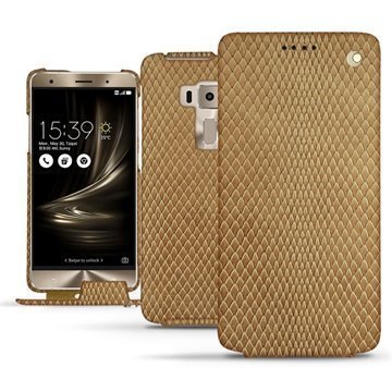 Asus Zenfone 3 Deluxe ZS570KL Noreve Tradition Flip Case Crocodile Hiekanruskea