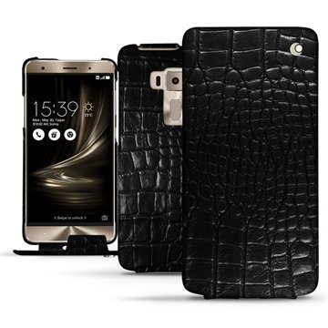 Asus Zenfone 3 Deluxe ZS570KL Noreve Tradition Flip Case Crocodile Musta