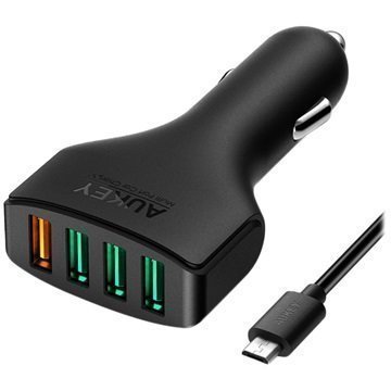 Aukey CC-T4 4-USB-porttinen Nopea Autolaturi Musta