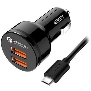 Aukey CC-T6 Dual USB Pika-Autolaturi Musta