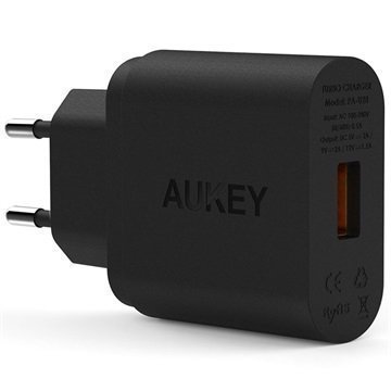 Aukey PA-U28 Nopea USB Seinälaturi Musta