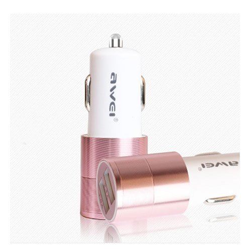 Awei C-100 3.4a Kaksois-Usb Autolaturi Pinkki