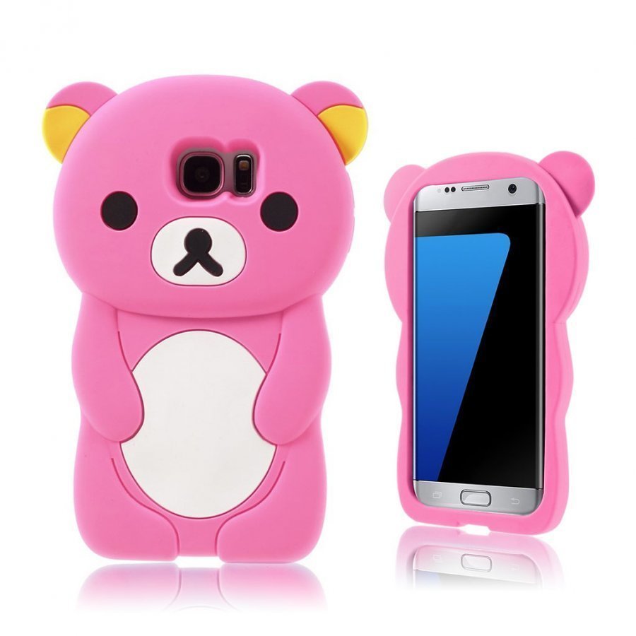 Baby Bear Samsung Galaxy S7 Edge Silikoni Takakuori Kuuma Pinkki