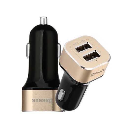 Baseus Smart Voyage Sarjan 2-Porttinen Universaali Usb Autolaturi Kulta / Musta