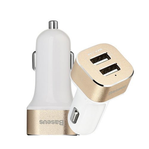 Baseus Smart Voyage Sarjan 2-Porttinen Universaali Usb Autolaturi Kulta / Valkoinen