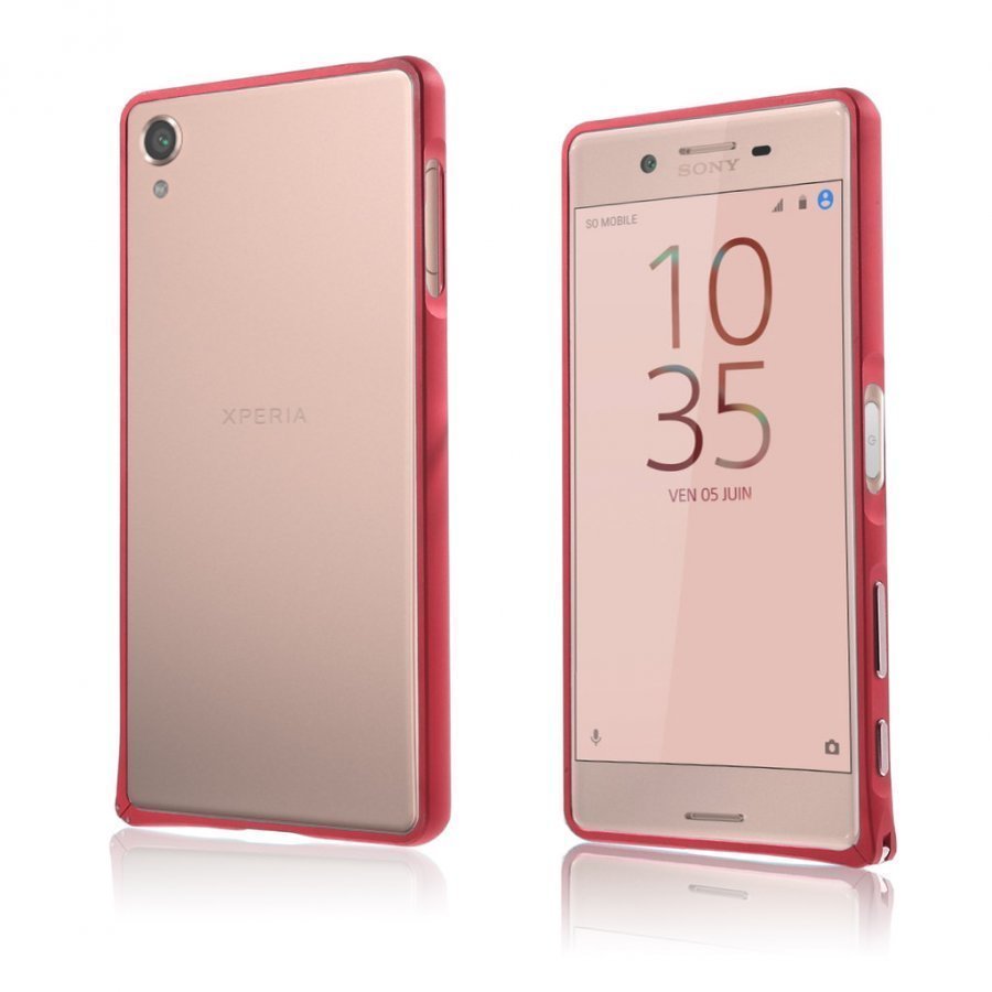 Bergman Sony Xperia X Metalli Seos Kehys Suojus Punainen