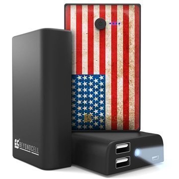 Beyond Cell Yleiskäyttöinen Kaksois USB Virtapankki Amerikan Lippu / Musta