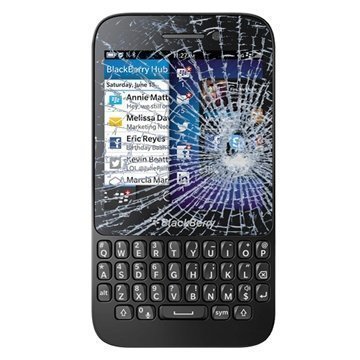 BlackBerry Q5 Näytön Lasin ja Kosketusnäytön Korjaus Musta