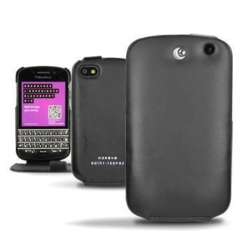 Blackberry Q10 Noreve Tradition Flip Nahkakotelo Musta