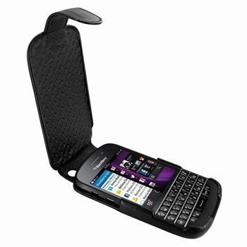Blackberry Q10 Piel Frama Imagnum Nahkakotelo Musta