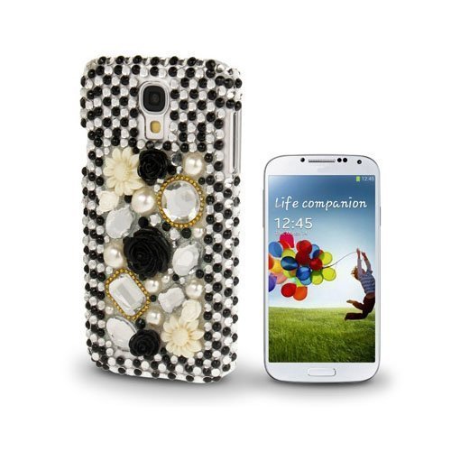 Bling Bling Musta Ruusut Samsung Galaxy S4 Suojakuori