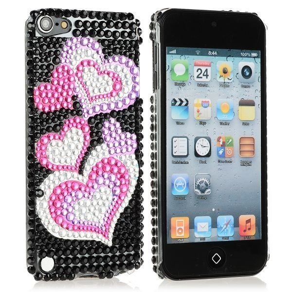 Blingcase Viisi Pinkkiä Sydäntä Ipod Touch 5 Bling Suojakuori