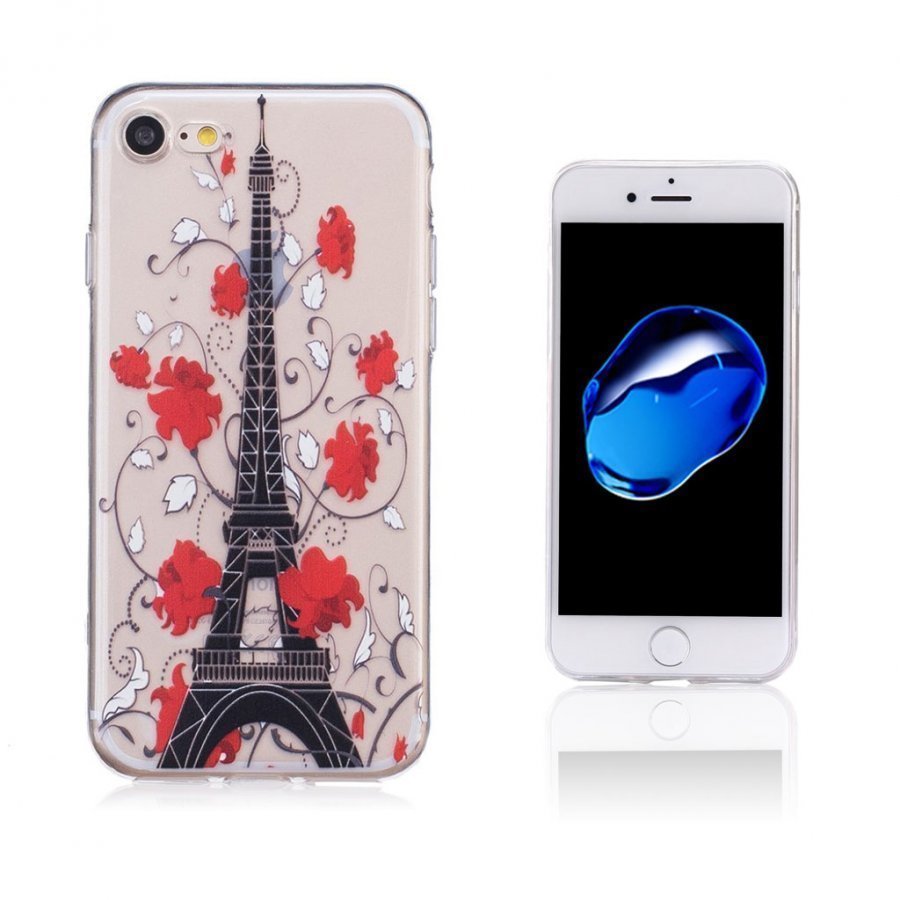 Blixen Iphone 7 Ohut Kuori Eiffel Torni Ja Kukka