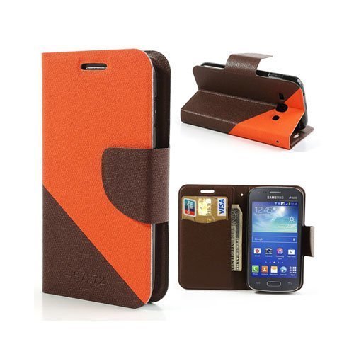 Blixen Oranssi / Ruskea Samsung Galaxy Ace 3 Nahkakotelo