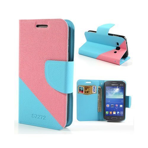 Blixen Pinkki / Vaalea Sininen Samsung Galaxy Ace 3 Nahkakotelo