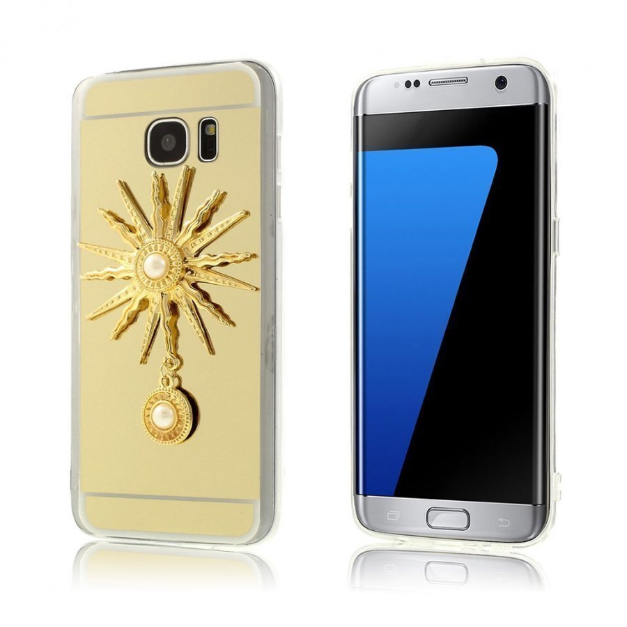 Blixen Samsung Galaxy S7 Edge Tekojalokivi Kuori Kulta