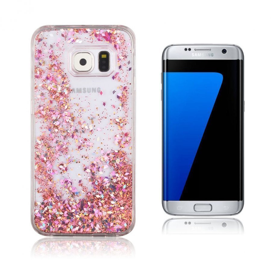 Blixen Samsung Galaxy S7 Edge Tekojalokivi Kuori Kuuma Pinkki