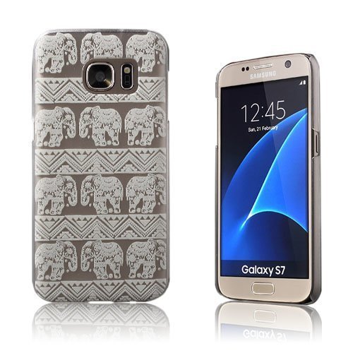 Blixen Samsung Galaxy S7 Läpikuultava Kuori Norsuja Ja Geometrinen Kuvio