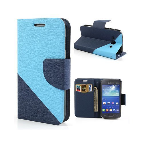 Blixen Vaalea Sininen / Tumma Sininen Samsung Galaxy Ace 3 Nahkakotelo