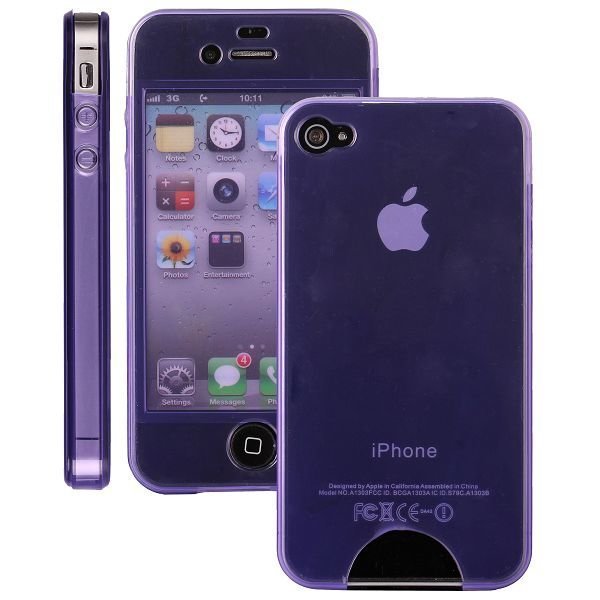 Body Shell Suojakalvo Sarja Display Violetti Iphone 4 / 4s Silikonikuori