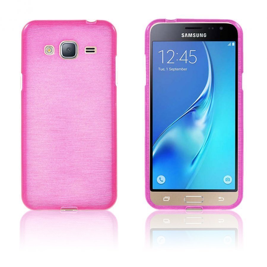 Bremer Samsung Galaxy J3 2016 Kiiltävä Ja Joustava Kuori Kuuma Pinkki