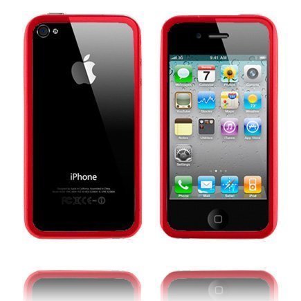 Bumper Läpikuultava Punainen Iphone 4 Silikonikuori