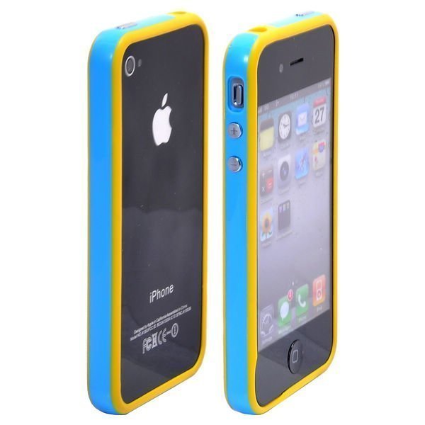 Candy Stripes Suojakehys Keltainen Sininen Reunus Iphone 4s Bumper