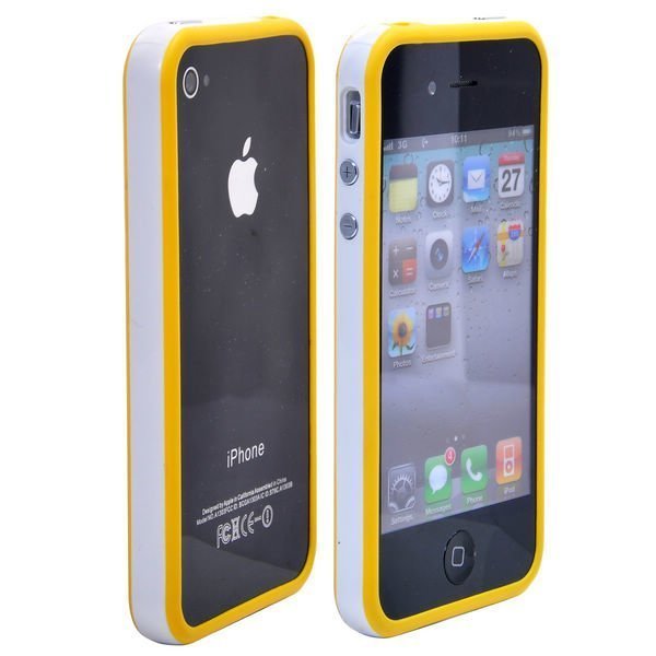 Candy Stripes Suojakehys Keltainen Valkoinen Reunus Iphone 4s Bumper