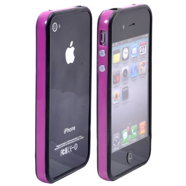 Candy Stripes Suojakehys Musta Violetti Reunus Iphone 4s Bumper