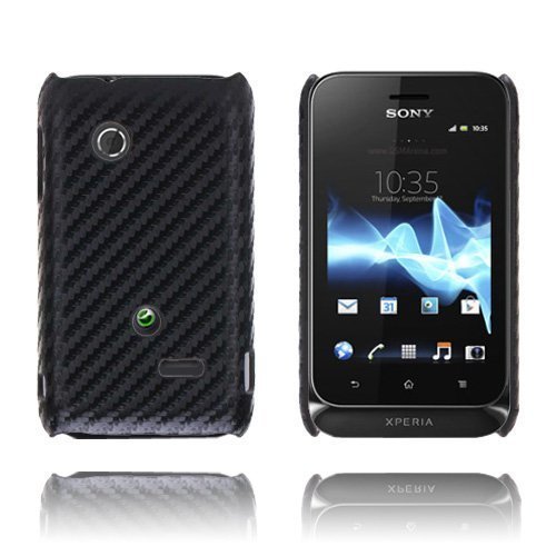 Carbon Musta Sony Xperia Tipo Suojakuori