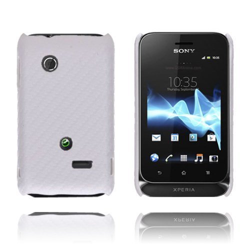 Carbon Valkoinen Sony Xperia Tipo Suojakuori