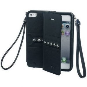 Celly Glamme Agenda Rivets Flip Cover for iPhone5 Black