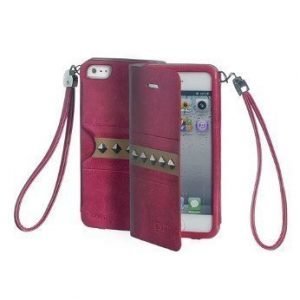 Celly Glamme Agenda Rivets Flip Cover for iPhone5 Fuschia