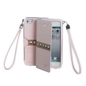 Celly Glamme Agenda Rivets Flip Cover for iPhone5 Pink