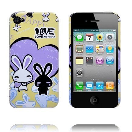 Chinese Cartoon Bunny Love Keltainen / Violetti Iphone 4 Suojakuori