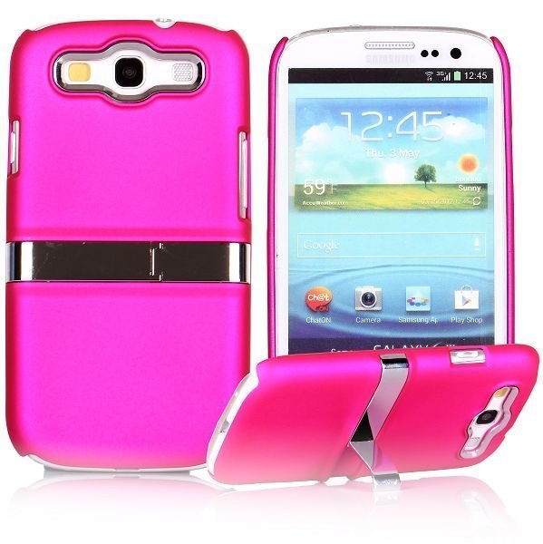 Chrome Standi Kuuma Pinkki Samsung Galaxy S3 Suojakuori