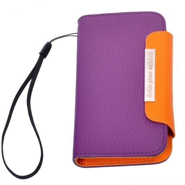 Classic Samsung Galaxy Nexus Nahkakotelo Side Flip Violetti Oranssi