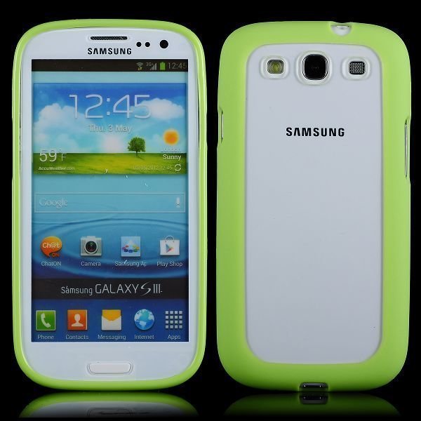 Clear Back Vihreä Samsung Galaxy S3 Silikonikuori