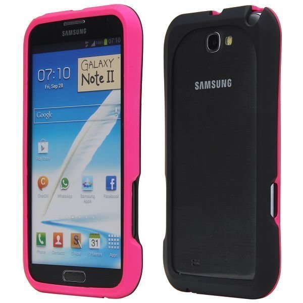 Click-On Kuuma Pinkki Samsung Galaxy Note 2 Kova Bumper Suojakehys