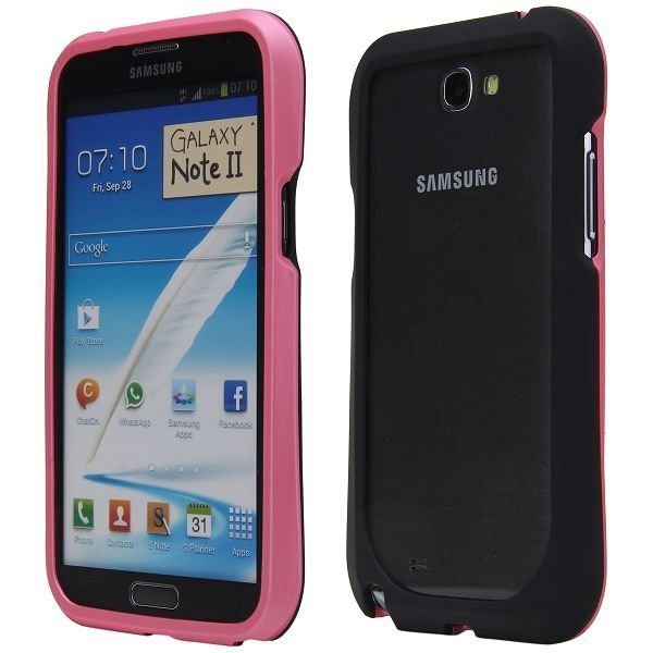 Click-On Vaaleanpunainen Samsung Galaxy Note 2 Kova Bumper Suojakehys