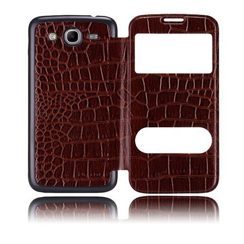 Croco Flip Ruskea Samsung Galaxy Mega 5.8 Suojakotelo