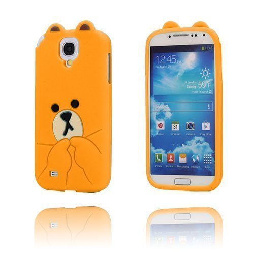 Cute Bear Oranssi Samsung Galaxy S4 Suojakuori