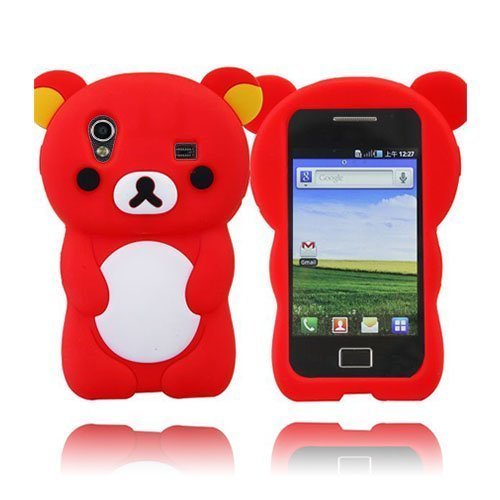 Cute Bear Punainen Samsung Galaxy Ace Silikonikuori