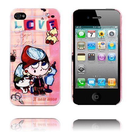 Cute Cartoon Love Pinkki Iphone 4 / Iphone 4s Suojakuori